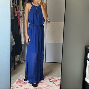 Sweet Storm Royal Blue Halter Maxi Dress